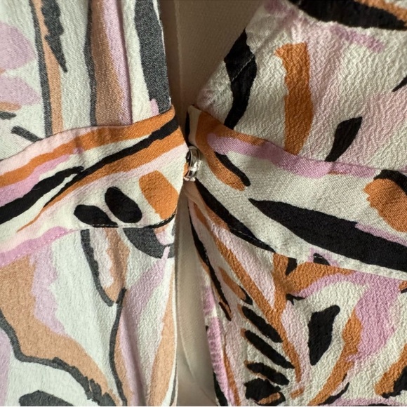 ba&sh Tabby Beige Pink Rust Abstract Wrap Style V-Neck Short Sleeve Dress Size S - Picture 6 of 14